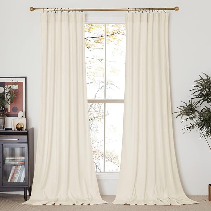NICETOWN Ivory White Velvet Curtains 120 inches Long - Image 2