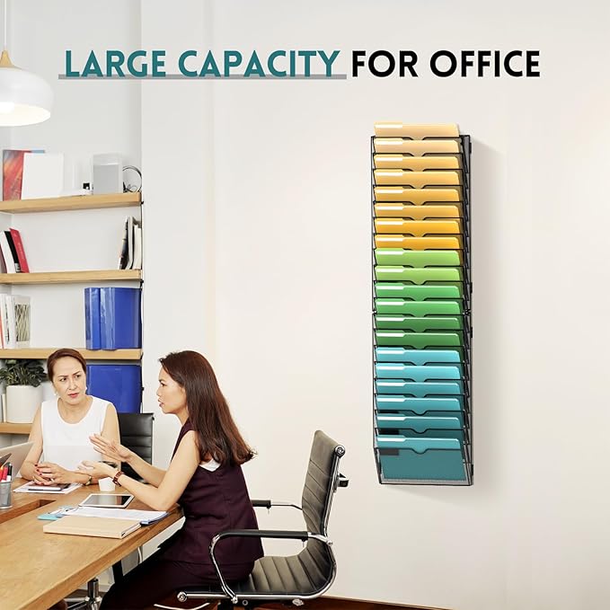 SUPEASY 20 Tier Wall File Organizer, Hanging Wall Mounted Mail Organizer - Image 2
