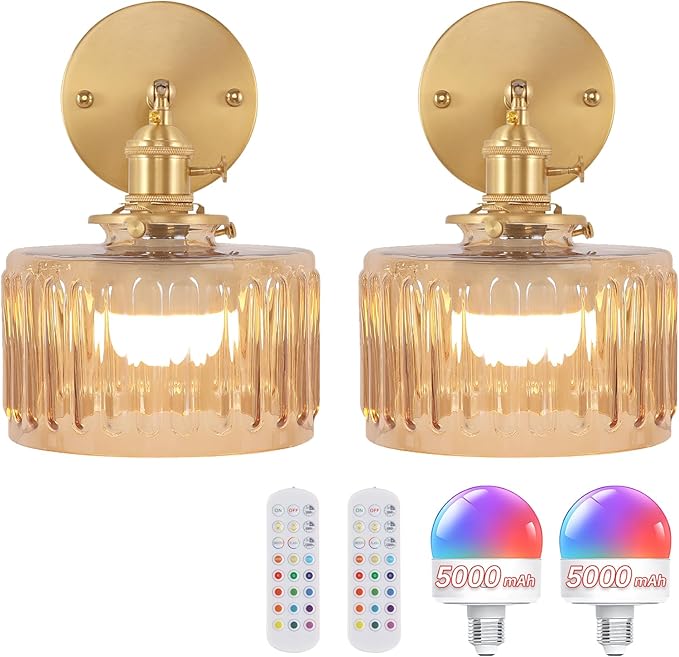 Shenmoyl Vintage Battery Operated Wall Sconce by Shenmoyl