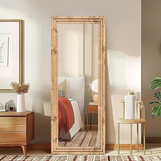 Full Length Mirror 58"x22" Solid Wood Frame Floor Large Mirror - Image 5
