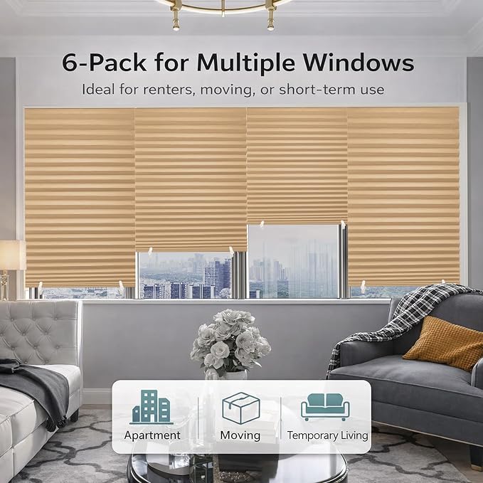 Changshade 12 Pack Temporary Shades, Pleated Paper Blinds - Image 2