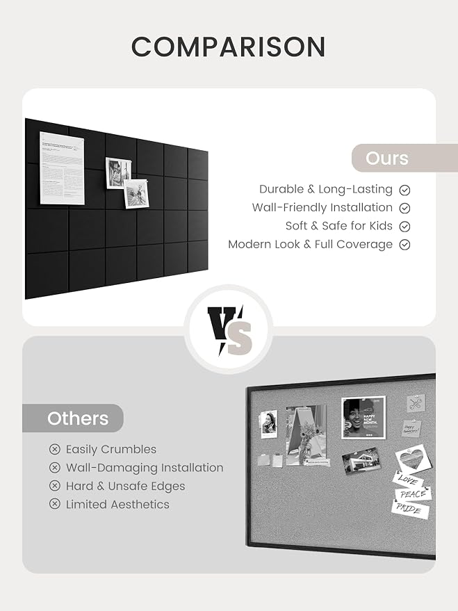 Bumusty Large Felt Bulletin Board, 30 Push Pins, 40 Adhesive Tabs - Image 7
