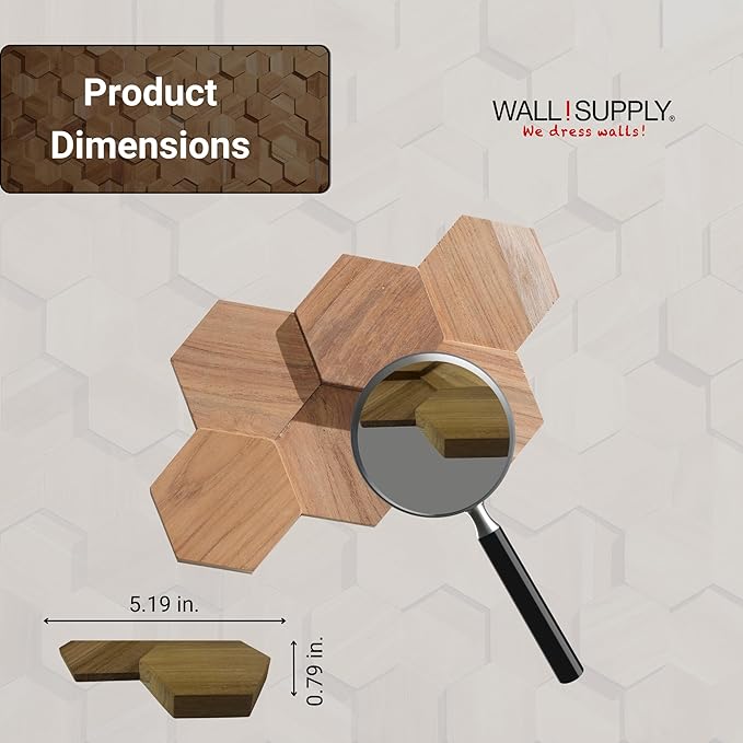 Wall!Supply 3D Wall Panels – Reclaimed Hexagon Asian Teak Wood in Natural – - Image 6