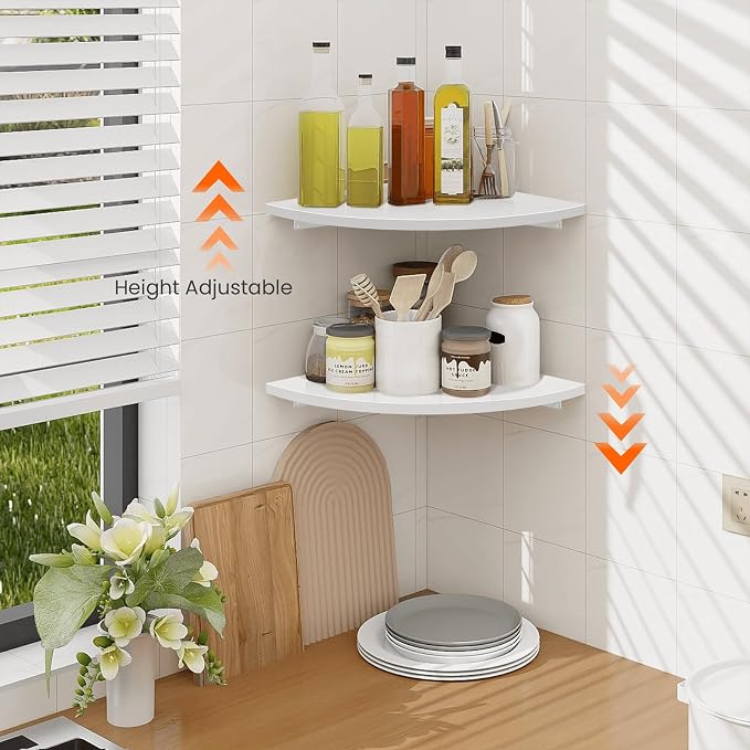 Homode Corner Wall Shelf, 12 in Wide Rounded Corner Shelf Floating - Image 7