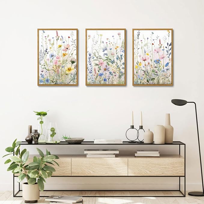 Bwodke Wildflower Wall Art Watercolor Botanical Floral Colorful Canvas Prints - Image 7