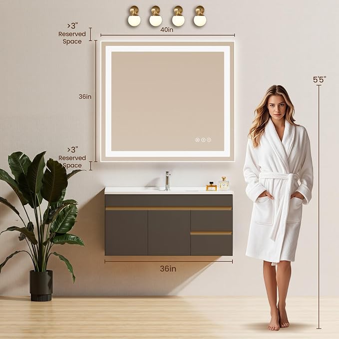 40X36 LED Bathroom Mirror with Lights, Backlit + Front Lit, Lighted Bathroom - Image 7