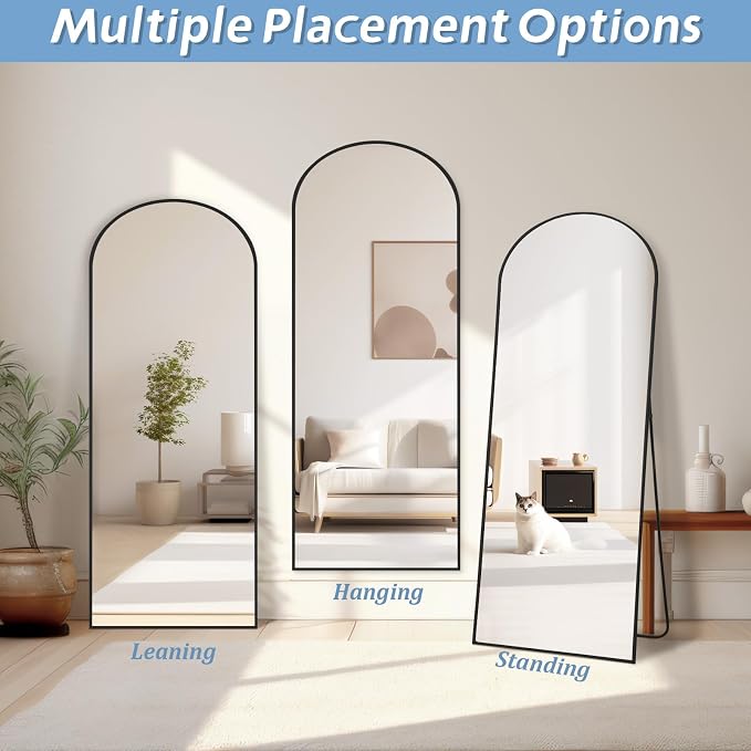 56"X18" Arched Full Length Mirror, Tempered Glass Full Body Mirror - Image 5