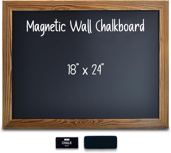 Better Office Products Magnetic Wall Chalkboard, Large Size 18" x 24", Rustic by BetterOfficeProducts