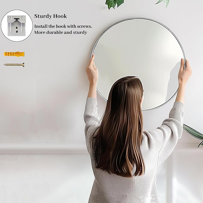 Sunniry Silver Round Mirror 24 inch, 2 Pack Silver Circle Mirror, Round - Image 5