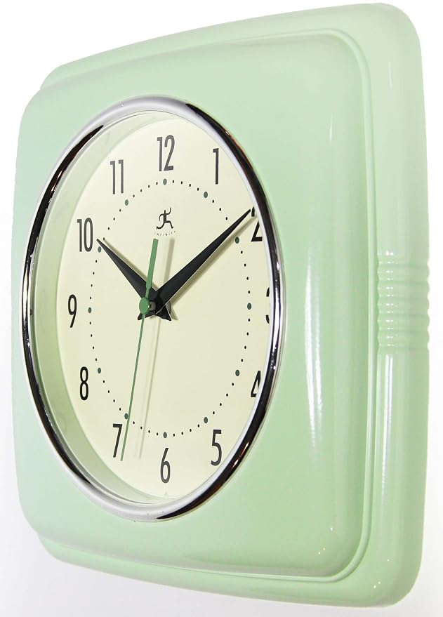 Infinity Instruments Retro Wall Clock – 9-Inch Square Silent Non-Ticking - Image 4