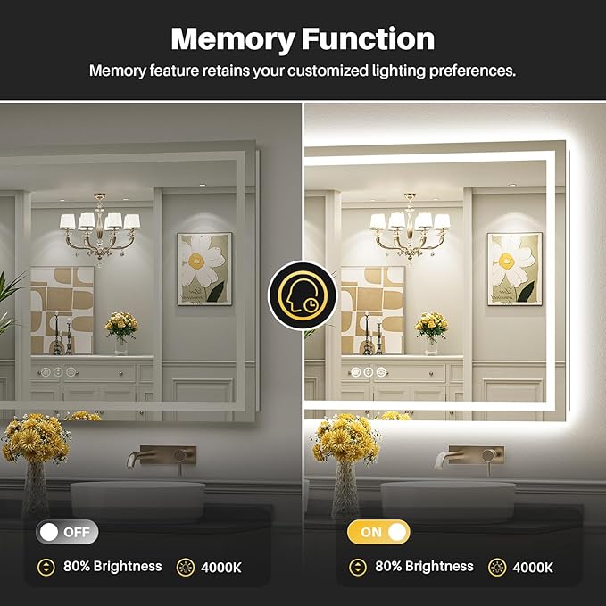 Briivue 60x40 Inch LED Bathroom Mirror - Image 6