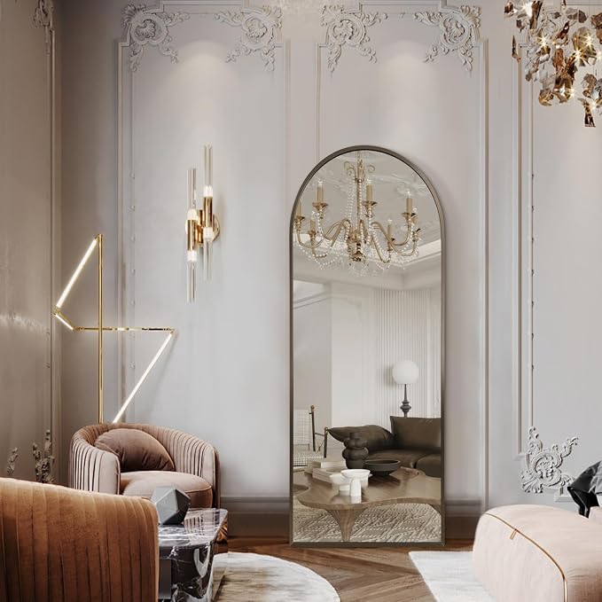 Large Arched Full Length Mirror, Arch Bathroom Wall Mirrors Metal Aluminum - Image 6