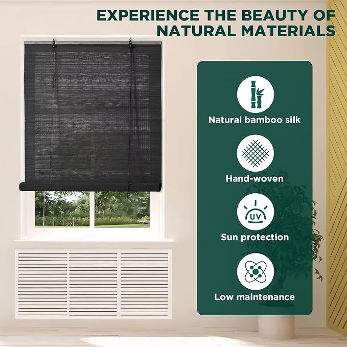 Bamboo Blinds for Interior Windows Bamboo Shades for Indoor Windows Roller - Image 2