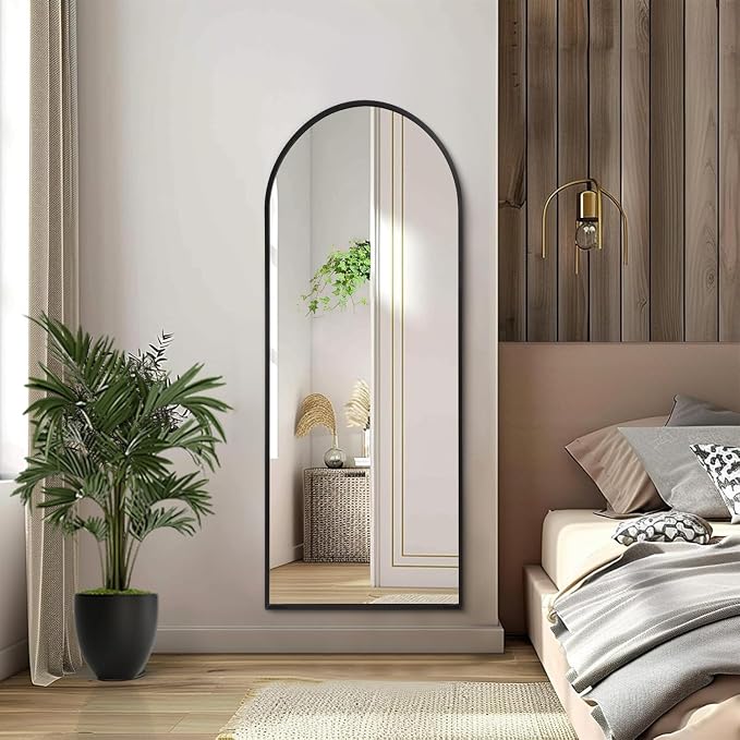 Black Arched Full Length Mirror, Leaning Against Wall Mirror - Image 3