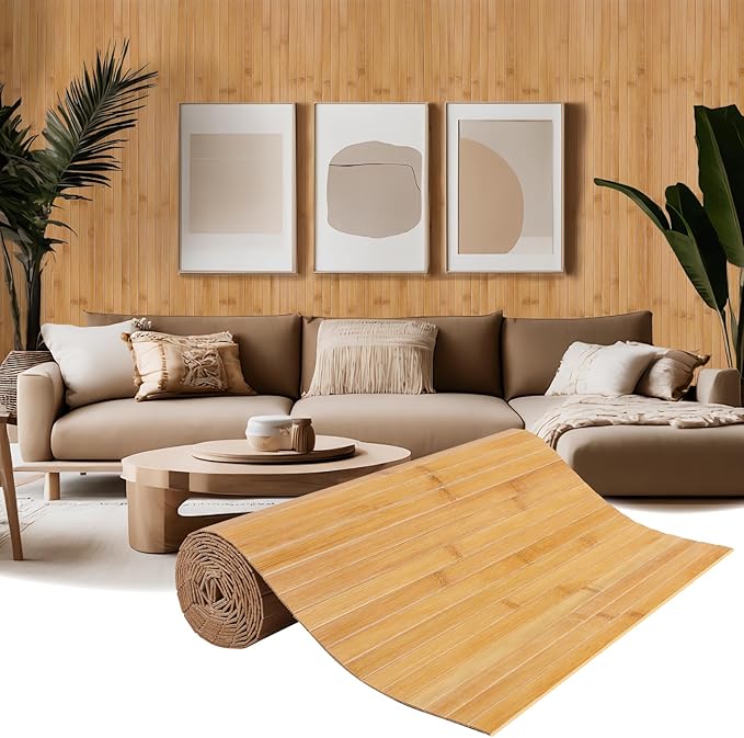 Natural Bamboo Wall Panel for Interior Wall Decor, Pole Wrap Wainscoting by EYAYEN