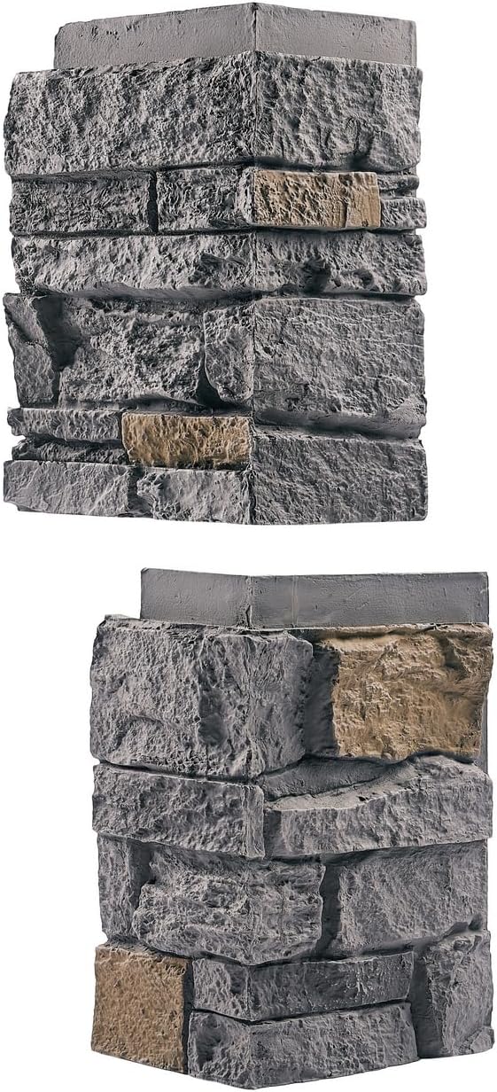 Cedar Gray Faux Stone Outside Corner Panels 23.6" Combined Interlocking Height - Image 3