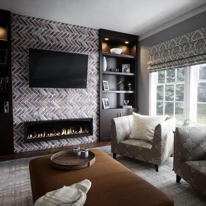 EverStone Herringbone Faux Brick Panel, 46 1/2"W x 25 1/4"H x 1"D, Farmhouse - Image 11