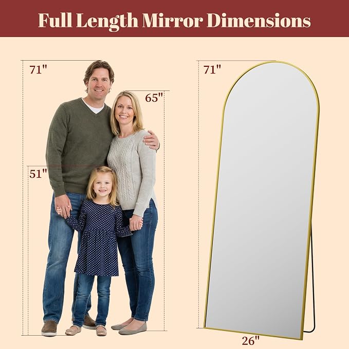Suidia 71"x28" Arched Full Length Mirror - Image 4