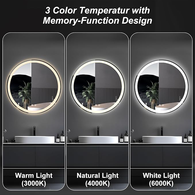 DUMOS 36 Inch Round LED Bathroom Mirror - Image 6
