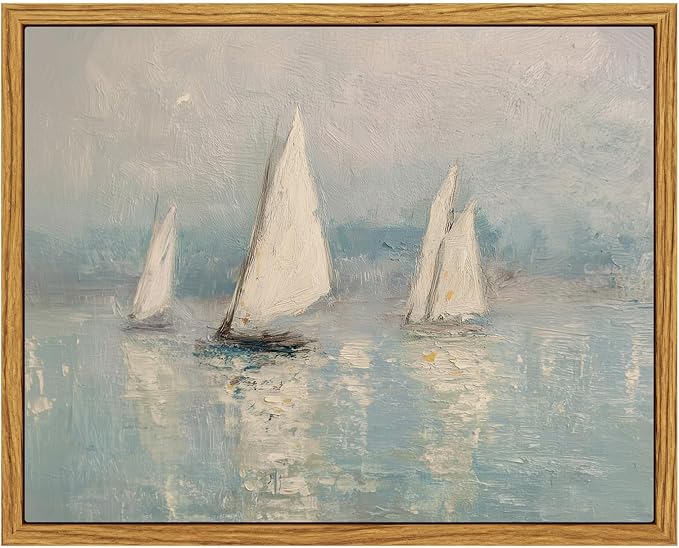 InSimSea Framed Canvas Wall Art, Vintage Sailboats Art by InSimSeaArt