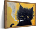 Vintage Framed Black Cat Wall Art, Mens Room Canvas Print Poster, Cool Animals by Unknown