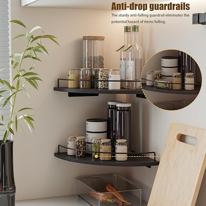 Corner Shelf Wall Mount, Floating Corner Shelves, Rustic Wood Wall Storage - Image 6
