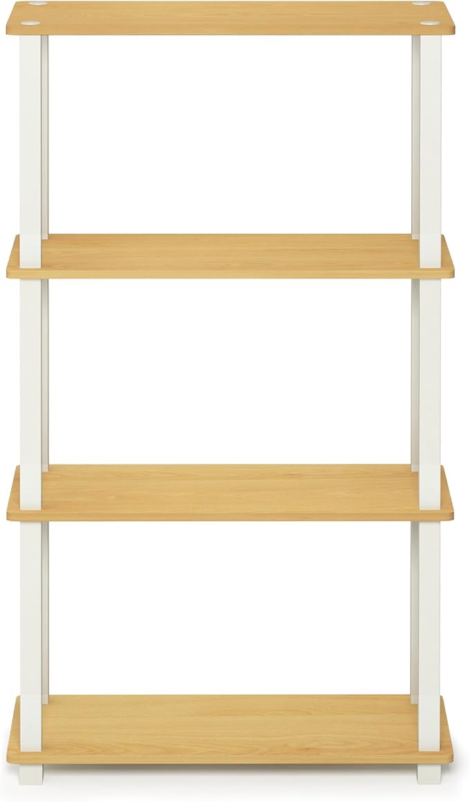 Furinno TURN-S-TUBE Storage Shelves, 4-Tier Book Shelf, Corner Shelf, Toolless - Image 4
