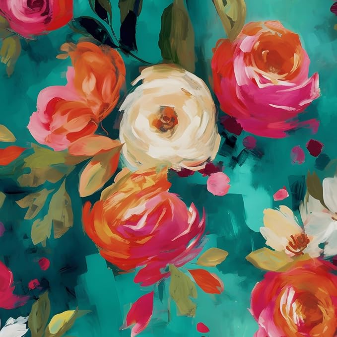 BOKEBEVE Extra Long Vibrant Wallpapers Watercolour Floral Peel and Stick by BOKEBEVE