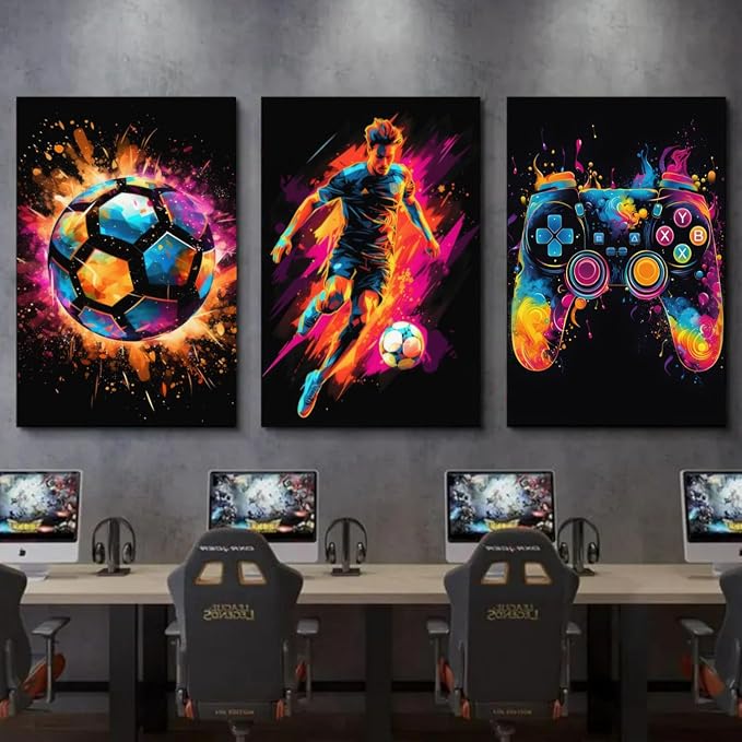 BGFCE Gaming Canvas Wall Art Decor, Paintings Art Game Controller Color Splash - Image 6