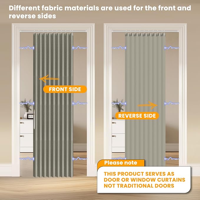 AJAZZ 100% Blackout Accordion Doors Interior Closet Curtain Doorway Curtains - Image 3