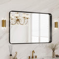 40X30 Inch Black Metal Framed Bathroom Mirror by MYSUNORIA