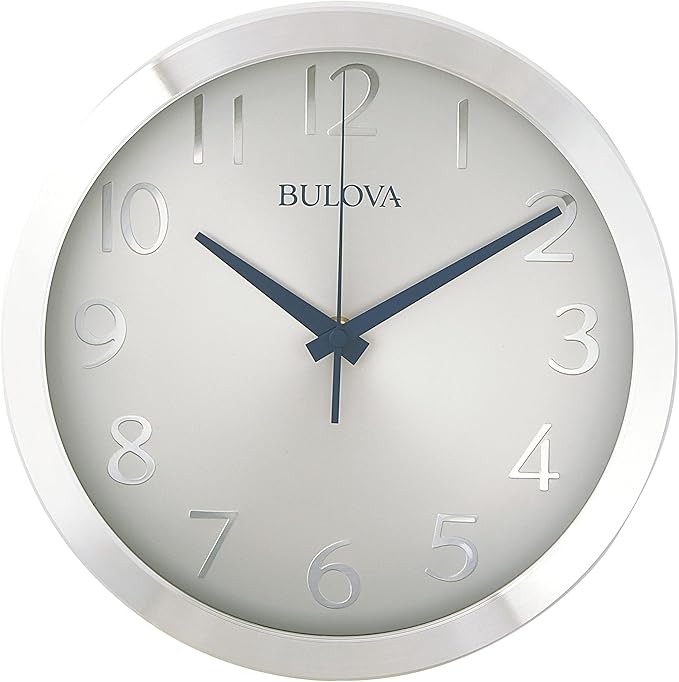 Bulova Winston Wall Clock C4844 | 10" Diameter | Metal Design - Image 2