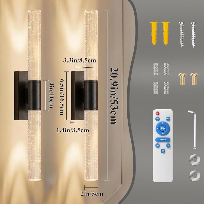 camuucci Battery Operated Wall Sconces Set of 2 Rechargeable Battery Powered - Image 4