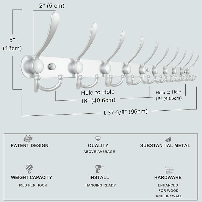 Dseap Coat Rack Wall Mount - Image 6
