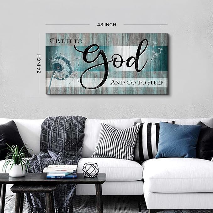 Large Christian Wall Art Bible Verses Wall Decor Give It to God and Go to Sleep - Image 6