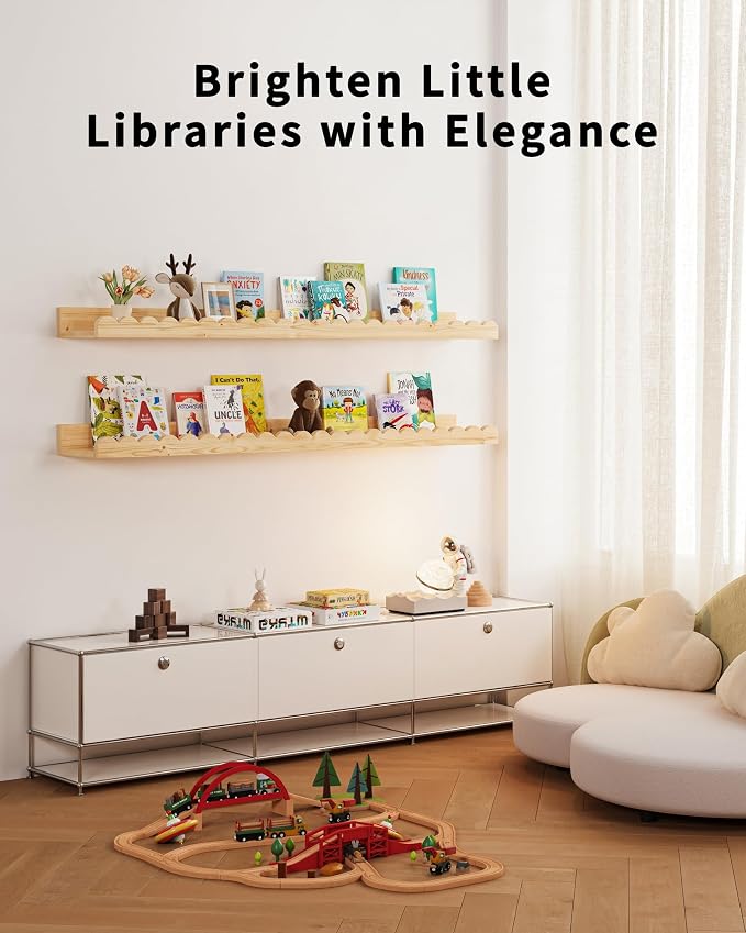 Shario Nursery Book Shelves, Scalloped Shelves, Wall Book Shelves - Image 4