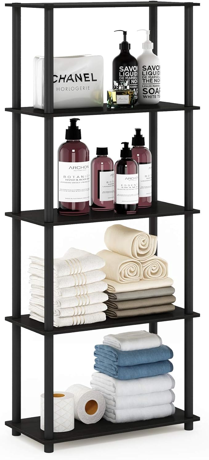 Furinno TURN-N-TUBE Storage Shelves, 5-Tier Book Shelf, Corner Shelf, Toolless by Furinno-FitsYourSpaceFitsYourBudget