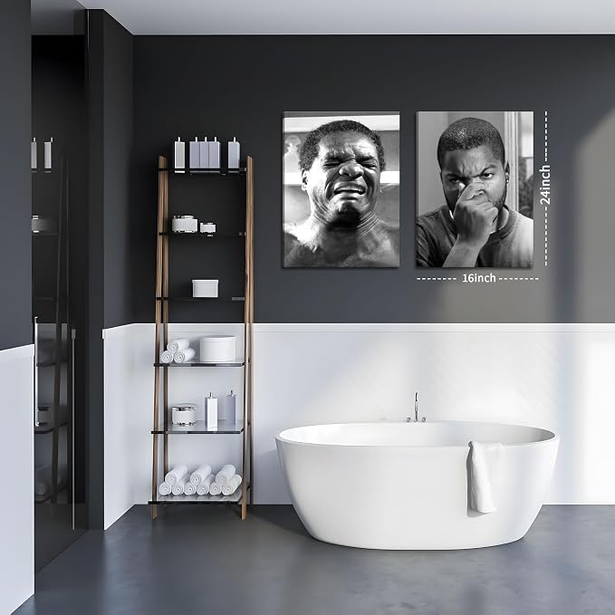 Framed Funny Bathroom Canvas Wall Art Set of 2 - Image 3