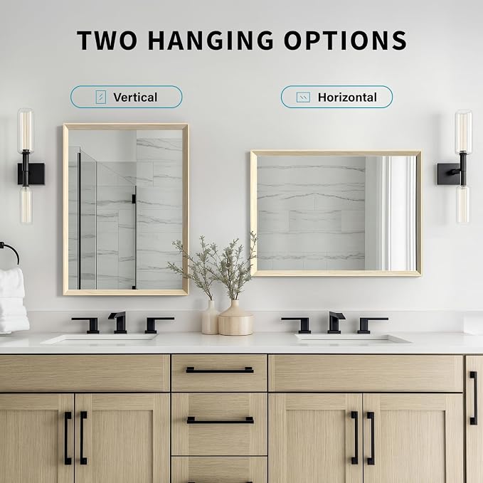 Oak Wood Effect Framed Wall Mirror, 30x48 Rectangle Mirror, Anti-desilvering - Image 9