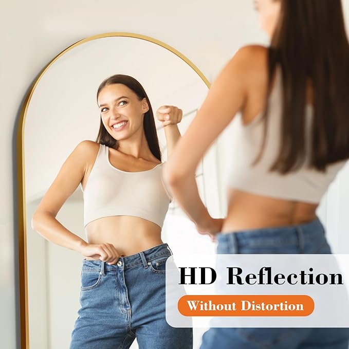 DUMOS 64"x21" Arched Full Length Floor Mirror, Full Body Mirror - Image 4