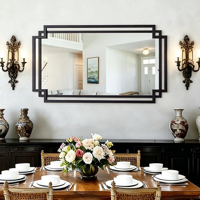 24" x 47" Large Black Mirror for Wall Decor, Elegant Living Room Mirror by AutdotWallMirrors