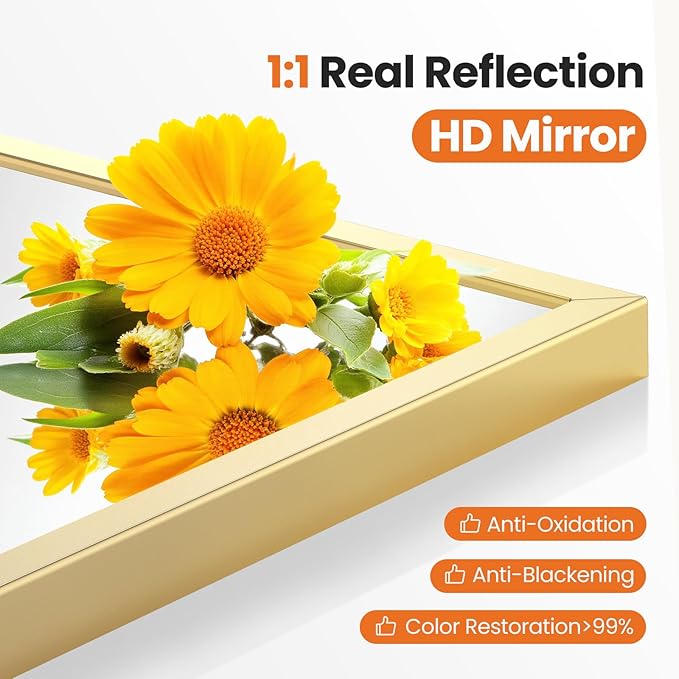 Sweetcrispy 30"x40" Arched Gold Bathroom Mirrors - Image 3