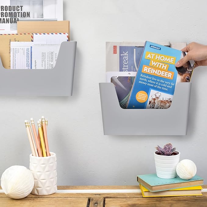 YOHOM Adhesive File Holder Plastic Document Folder Door No Drilling Mount Mail - Image 3