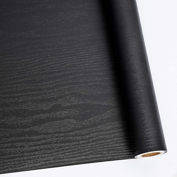 Abyssaly 24 Inch X 196 Inch Black Wood Self Adhesive Paper Decorative by Abyssaly