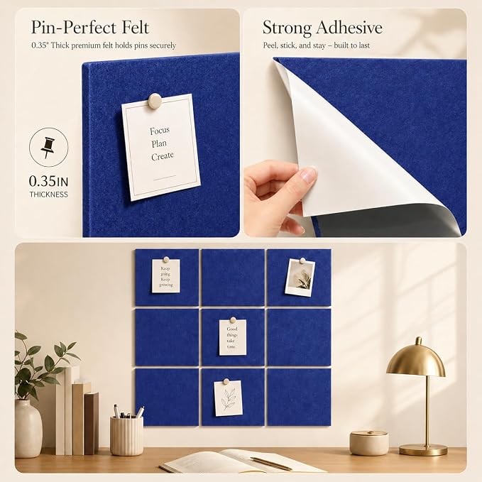 Large Cork Boards for Walls – 48" x 36" Self Adhesive Felt Wall Tiles - Image 3