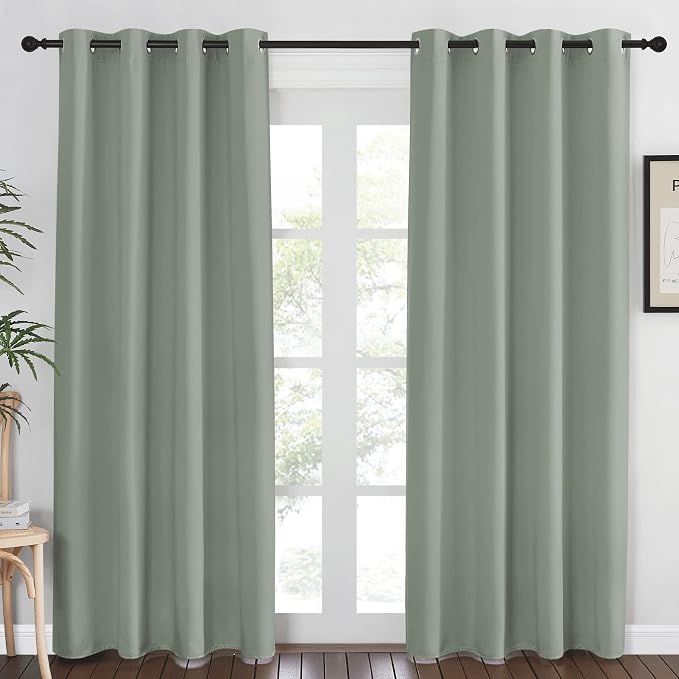 NICETOWN Blackout Sage Green Curtain 84 inch Length by NICETOWN