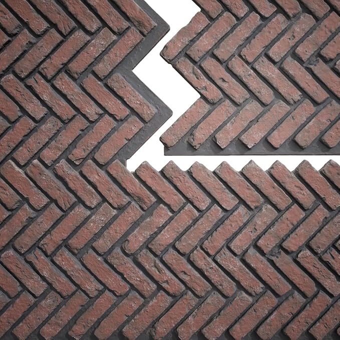 EverStone Herringbone Faux Brick Panel, 46 1/2"W x 25 1/4"H x 1"D, Cinder Color - Image 9