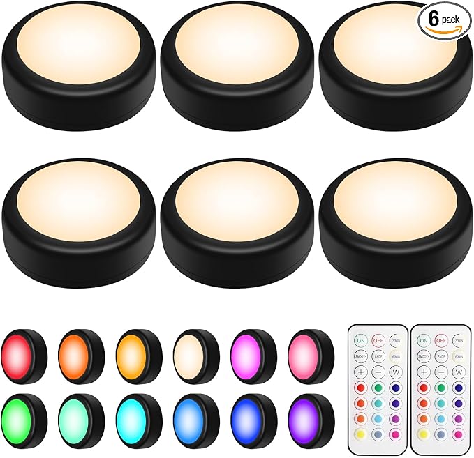 BLS LED Puck Lights with Remote Control, Wireless Under Cabinet & Closet by BLS
