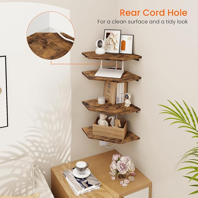 Homode Corner Shelf Wall Mount, Wood Corner Hanging Shelves - Image 7