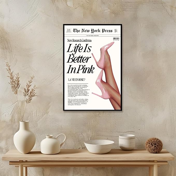 Trendy Baby Pink Poster 70s Canvas Prints The New York Press Wall Art Life Is - Image 4